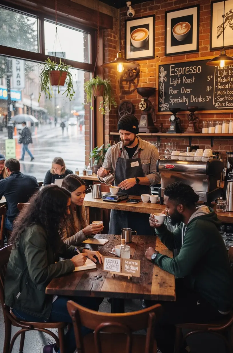 Пакет туристических услуг с печатными материалами и сувенирами на столе в туристическом центре